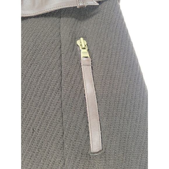 Mackage Asymmetrical Long Trench Coat Wool Coat P/S Chocolate Brown Leather - Picture 12 of 16